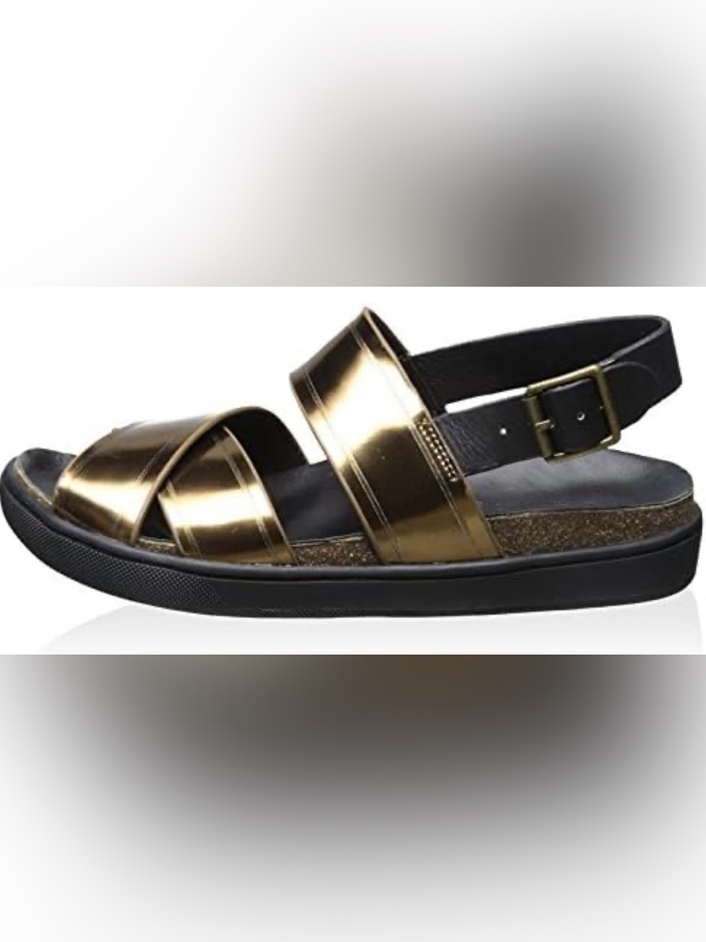 A7EIJE Adele cross cross metallic pewter leather sandals